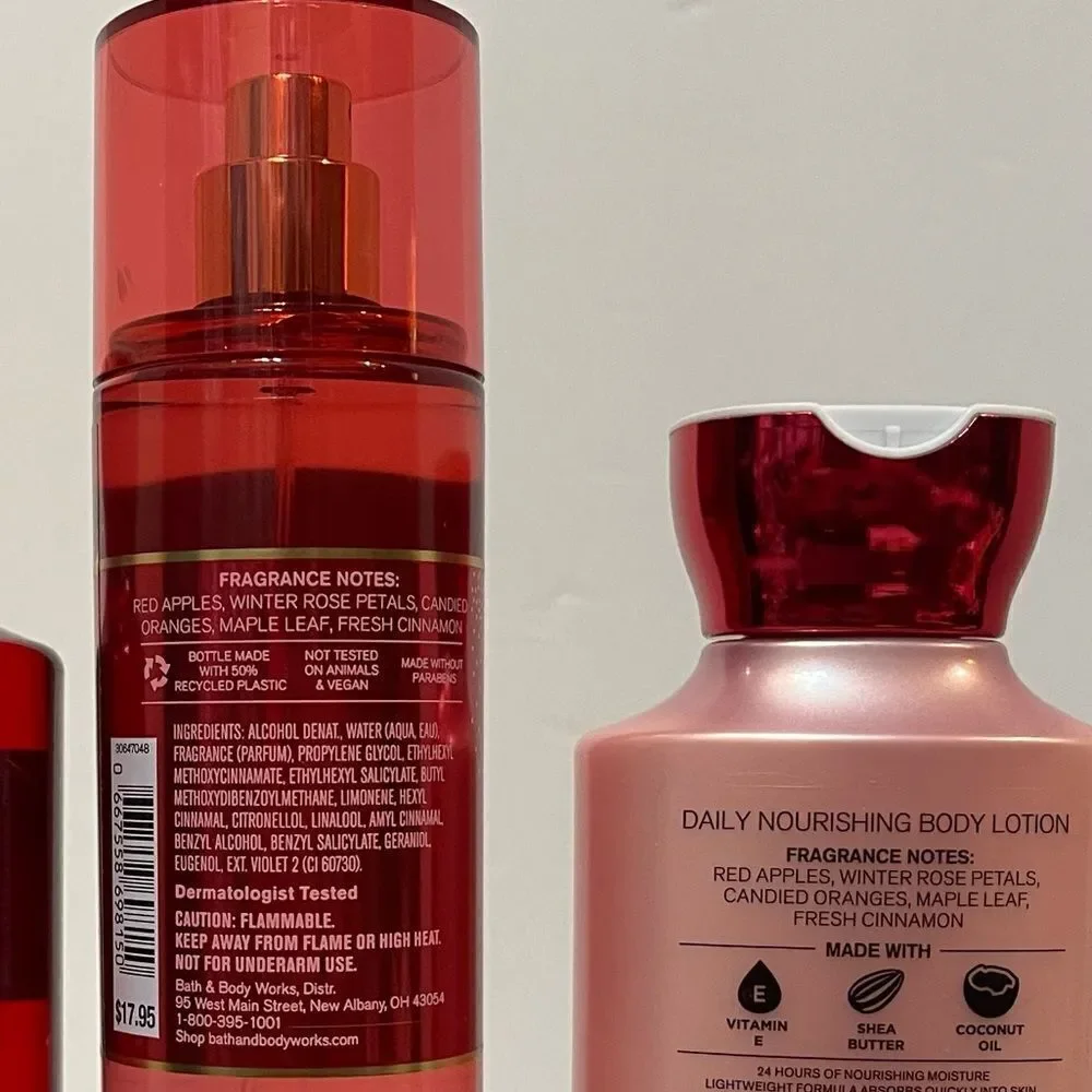 BBW Winter Candy Apple Body Lotion, Body Wash, Fragrance Mist set of 3 NWT